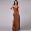 Damen Elegantes Abendkleid mit schulterfreiem Design und hohem Schlitz R&B