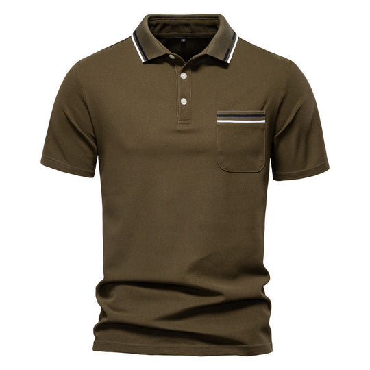 Herren nan modernes Poloshirt mit aufgesetzter Brusttasche und Kontrastbesatz am Polokragen R&B