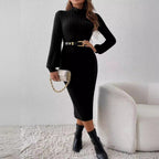 Damen Elegantes Strickkleid mit Rippstruktur R&B