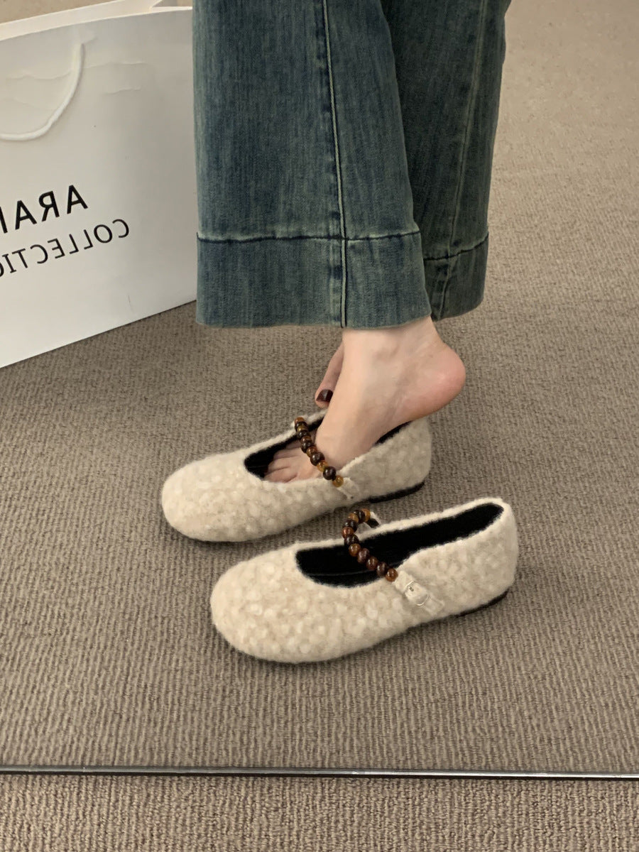 Damen Filz-Ballerinas mit modischer Riemchen-Applikation R&B