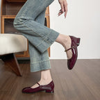 Damen Ballerinas mit elegantem Schnallenverschluss und glänzender Oberfläche