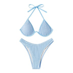 Damen Triangel-Bikini mit strukturiertem Gewe und hohem Beinausschnitt