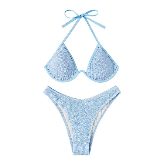 Damen Triangel-Bikini mit strukturiertem Gewebe und hohem Beinausschnitt R&B