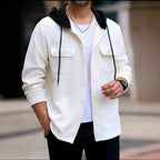 Herren lässige Utility-Jacke mit Kapuze und strukturiertem Muster