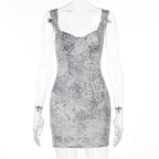 Damen figurbetontes Minikleid mit animalischem Druck R&B