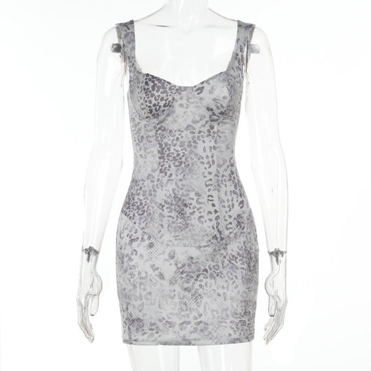 Damen figurbetontes Minikleid mit animalischem Druck R&B