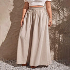 Damen weite Leinenhose mit elastischem Bund und seitlichen Taschen R&B