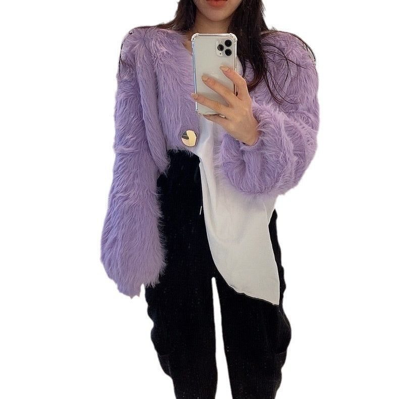 Damen kuschelige Bolerojacke im modischen und flauschigen Design R&B