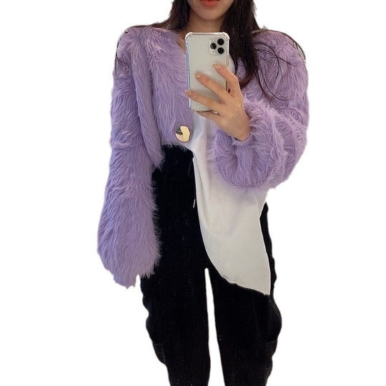 Damen kuschelige Bolerojacke im modischen und flauschigen Design R&B