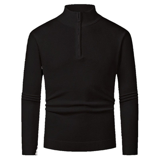 Herren Strickpullover mit hohem Kragen und halbem Reißverschluss R&B