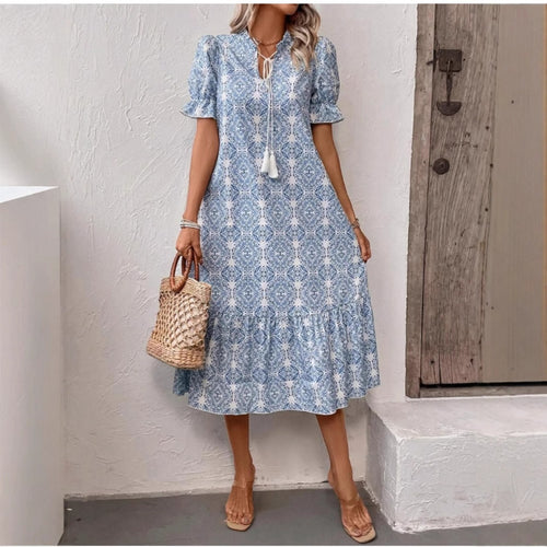 Damen Sommerliches Tunika-Kleid mit eleganten Schnüroptionen R&B