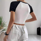 Damen Crop-Top mit motivierendem Schriftzug und lässigem Schnitt R&B