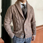 Herren Strickjacke mit modernen Zopfmuster R&B
