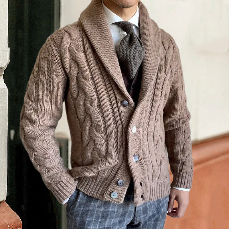 Herren Strickjacke mit modernen Zopfmuster R&B
