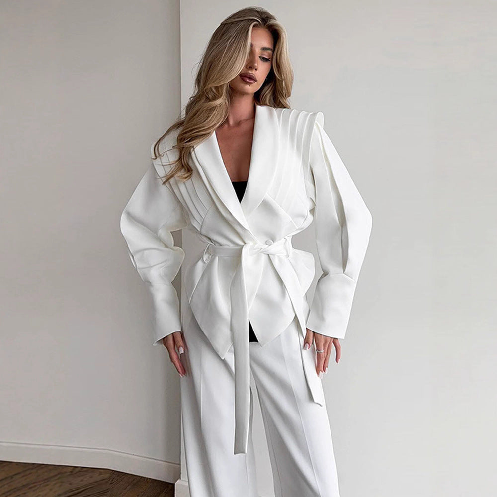 Damen Eleganter Blazer mit strukturierten Ärmeln R&B