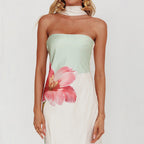Damen Elegantes Schulterfreies Maxikleid mit floralem Design und tailliertem Schnitt R&B