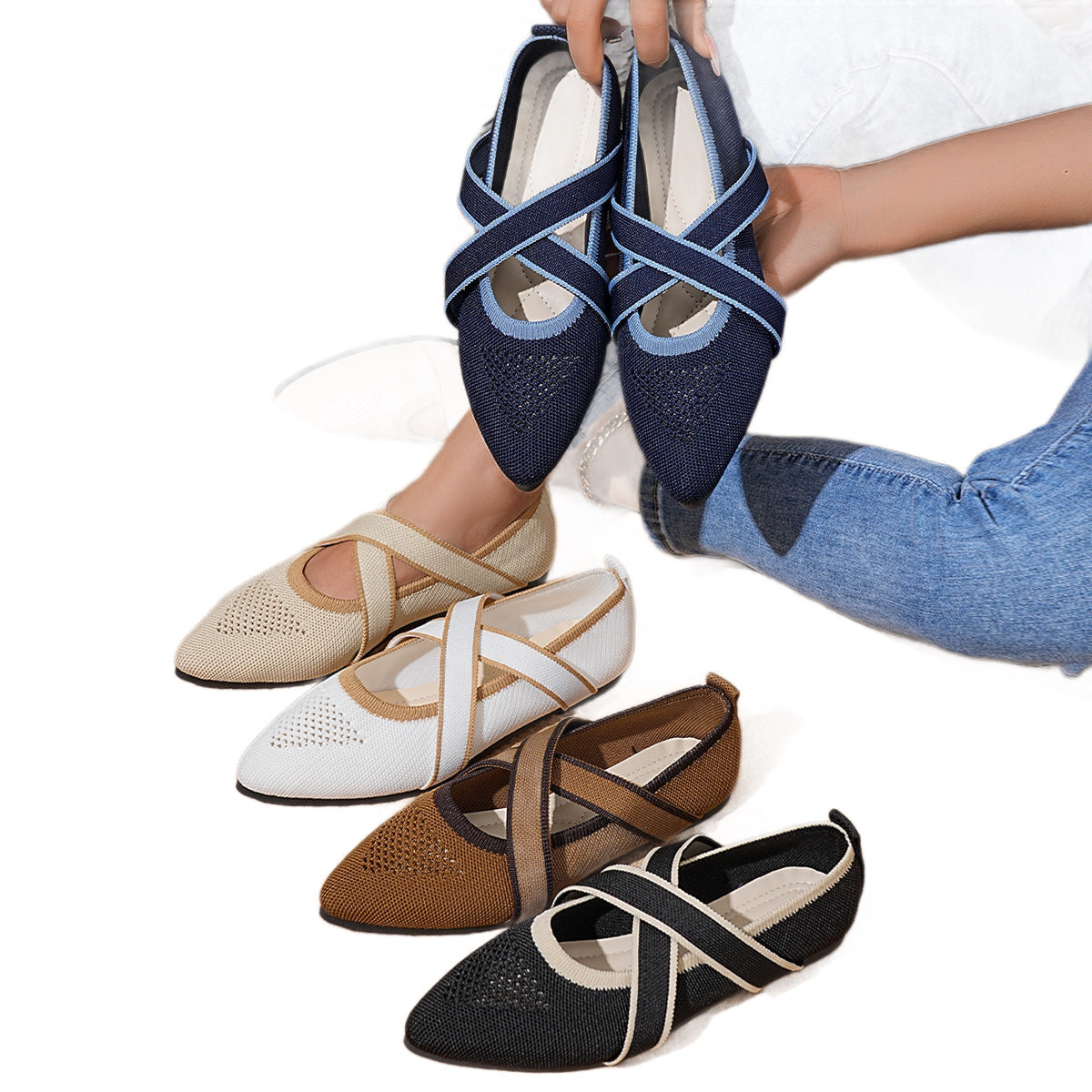 Damen Spitzenschuhe mit gekreuztem Riemendesign und atmungsaktivem Obermaterial R&B