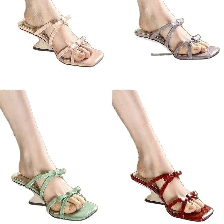 Damen elegante Mules mit zartem Schleifenakzent R&B