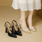 Damen Slingback-Pumps mit eleganter Schleifenapplikation