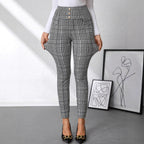 Damen Karierten High-Waist Hosen