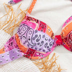 Damen Triangel-Bikini mit verstellbarem Unterteil und einzigartigem Muster R&B