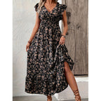 Damen Maxikleid mit floralem Design und voluminösen Ärmeln R&B