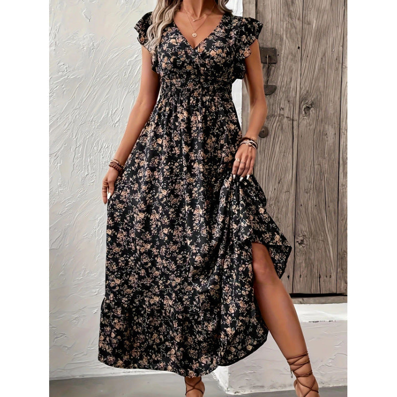 Damen Maxikleid mit floralem Design und voluminösen Ärmeln R&B