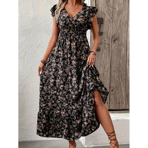 Damen Maxikleid mit floralem Design und voluminösen Ärmeln R&B