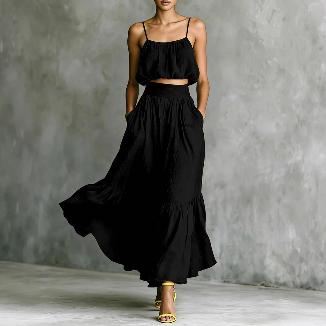 Damen Sommerliches Zweiteiler-Kleid mit fließendem Schnitt und praktischen Taschen R&B