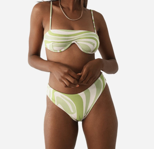 Damen Bandeau-Bikini mit einzigartigem Snakeskin-Muster und verstellbaren Trägern R&B