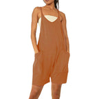 Damen Lässiger Jumpsuit mit tiefem Ausschnitt und praktischen Taschen R&B