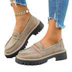 Damen Chunky Loafers mit rutschfester Sohle und dekorativem Riemen