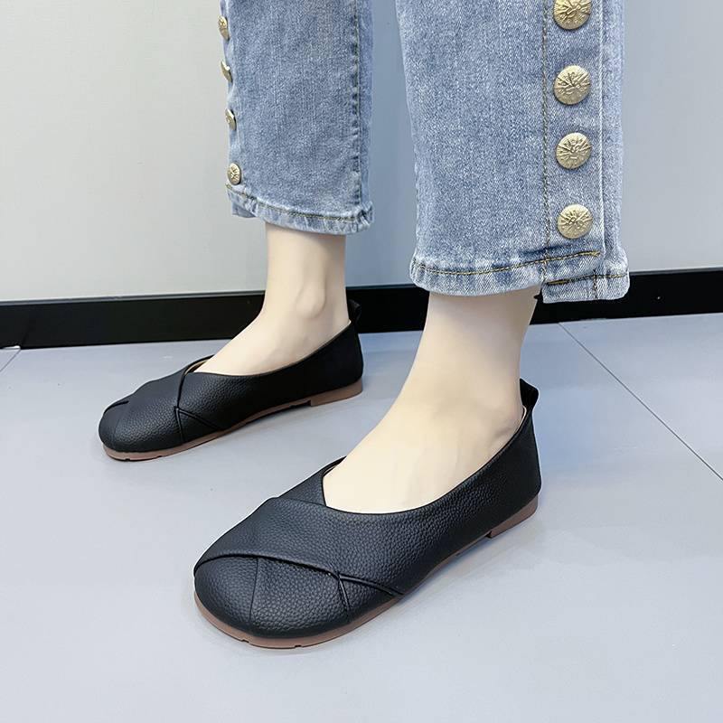 Damen Ballerinas mit modischem Kreuz-Design und bequemem Fußbett R&B