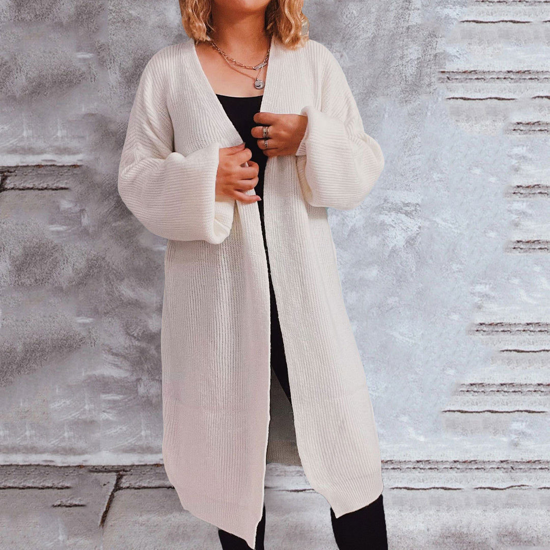 Damen lässiger Strickcardigan mit lässigen Oversize-Ärmeln und offenem Schnitt R&B