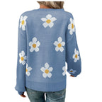 Damen Strickpullover mit floralen Akzenten und weitem Schnitt R&B