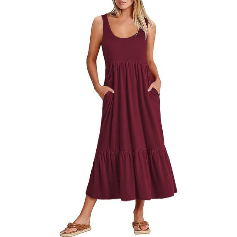 Damen Sommerliches Maxikleid mit praktischen Taschen und voluminösem Saum R&B