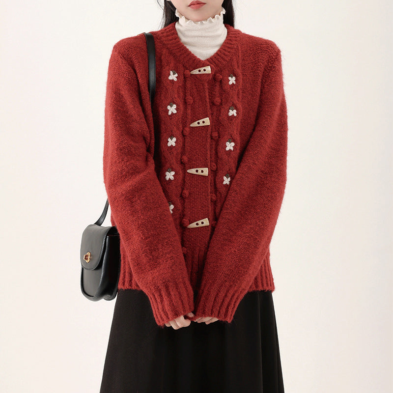 R&B | Strick Strickjacke mit Blumenmuster