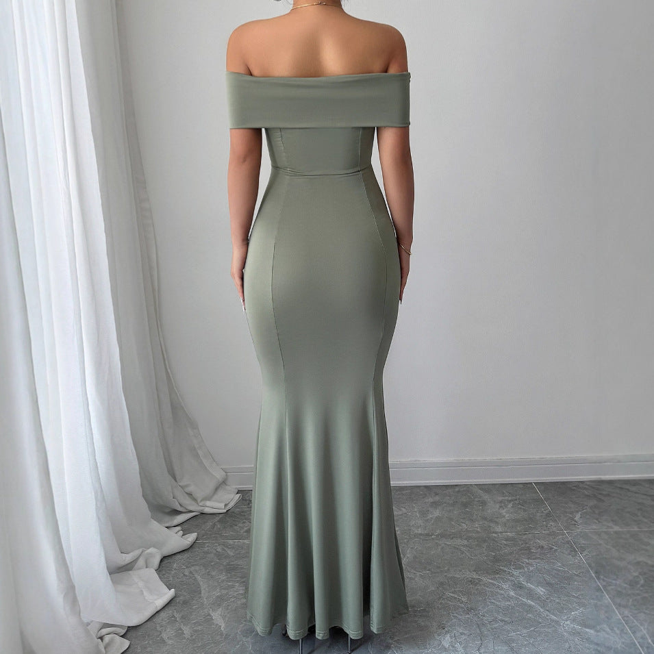Damen Figurbetontes Off-Shoulder Maxikleid R&B