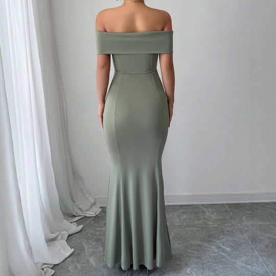 Damen Figurbetontes Off-Shoulder Maxikleid R&B