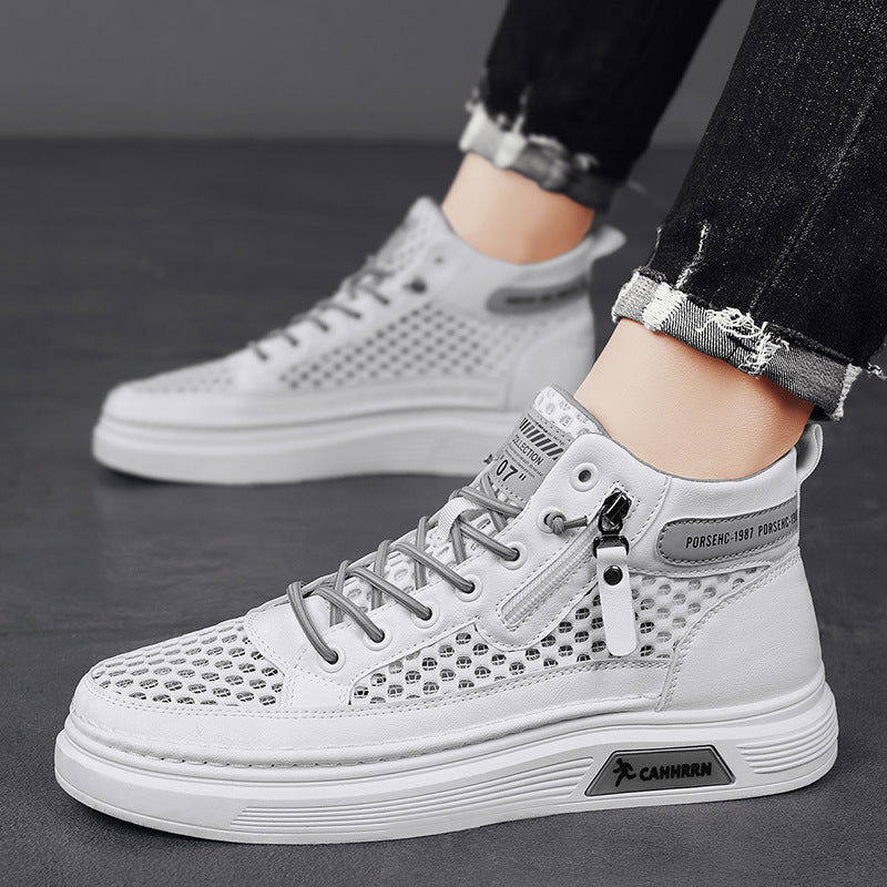 Damen modische High-Top Sneakers mit atmungsaktivem Netzdesign und rutschfester Laufsohle R&B