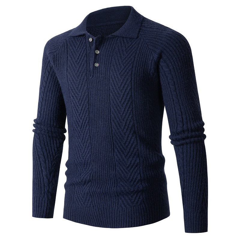 Herren Strickpullover mit klassischem Rautenmuster und Knopfleiste R&B