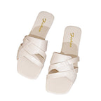 Damen offene Mules mit trendigen Riemen R&B