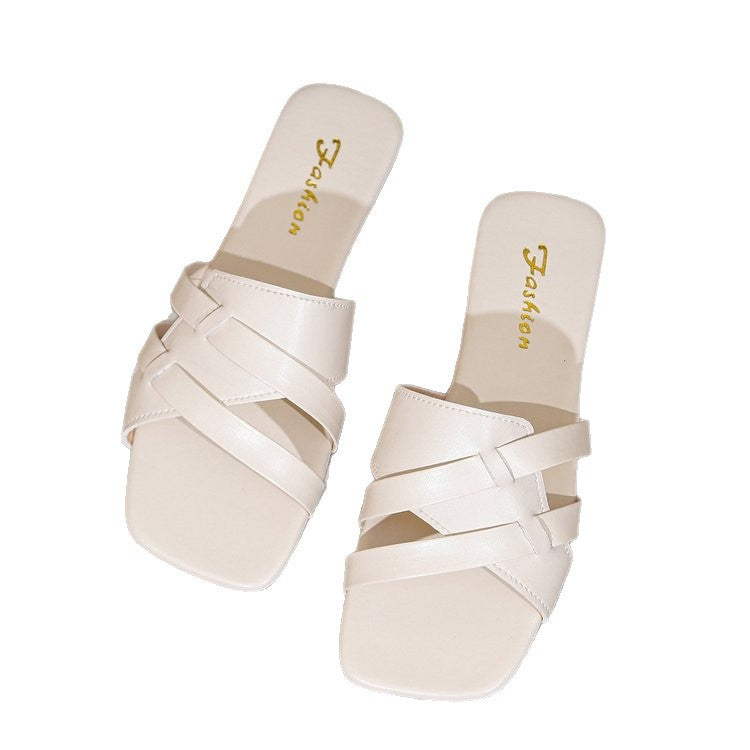 Damen offene Mules mit trendigen Riemen R&B