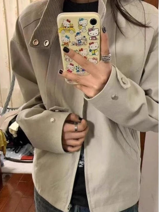 Damen Lässige Cordjacke mit modischer Knopfdetail R&B