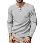 Herren Langarm Henley-Oberteil mit strukturierter Oberfläche R&B