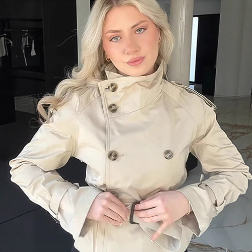 Damen Trenchcoat mit taillierter Silhouette und doppelter Knopfleiste R&B