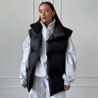 Damen Steppweste mit hohem Kragen und Taschen R&B