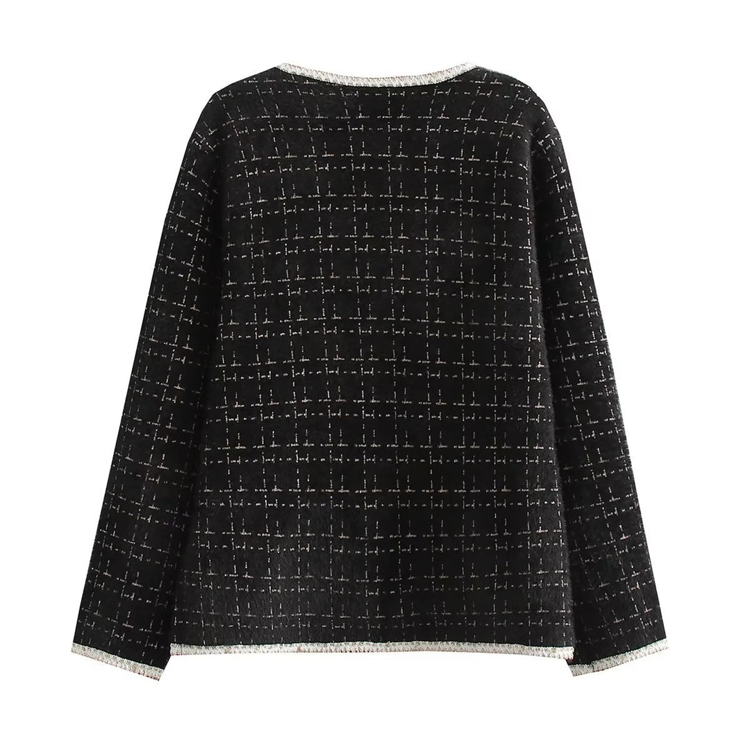 Damen Strukturierte Bouclé-Jacke mit dekorativen Perlen und Taschen R&B