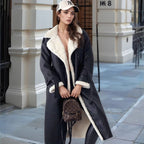 Damen eleganter Langmantel mit Teddy-Futter R&B