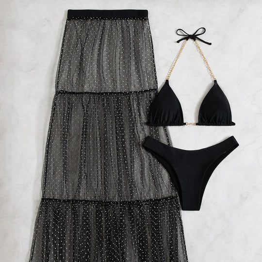 Damen transparenter Strandrock mit Punkten R&B